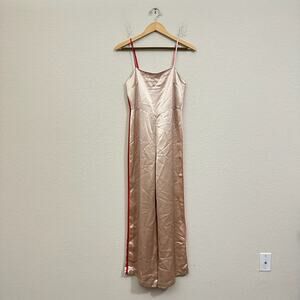 AMALL Jumpsuit Champagne Satin Wide Leg Sleeveless Relaxed Party